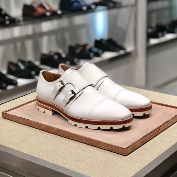 Christian Louboutin White Luxury Leather Buckle Men'S Pointed Height Increasing Fashion Men Party And Wedding Office Oxford Shoes